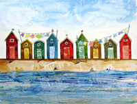 Sandy Bay Beach Huts. An Open Edition Print by Anya Simmons.